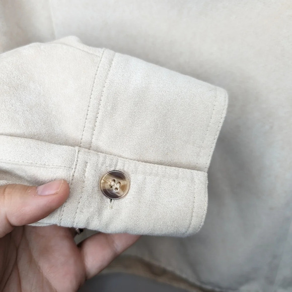 Vintage Cherokee 1/4 Button Down Collared Top Cream Neutral Women  Large - Picture 5 of 8